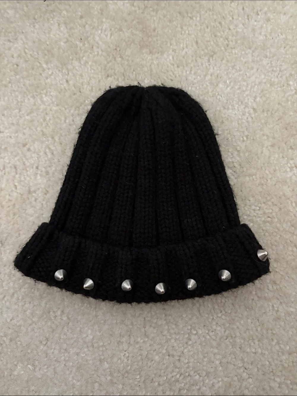 Black Studded Knit Beanie